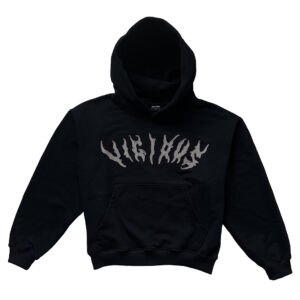 BOXY HOODIE WITH GRAY RAGGED EMBROIDERY